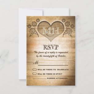 rustic wood country wedding RSVP Card