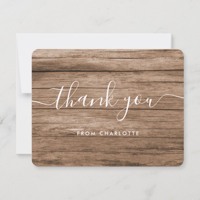 Rustic Wood Country Wedding Shower Birthday Thank You Card (Front)