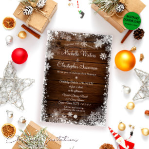 Rustic Wood Country Winter Wedding Invitation
