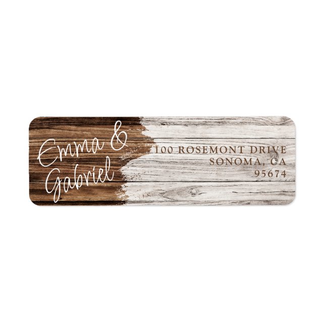 Rustic Wood Couple Nom Adresse de retour (Devant)