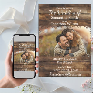 Rustic Wood Couples Photo Country Wedding  Invitation