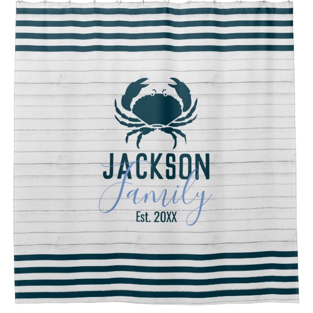 Rustic Wood Crab Custom Family Coastal (Front)