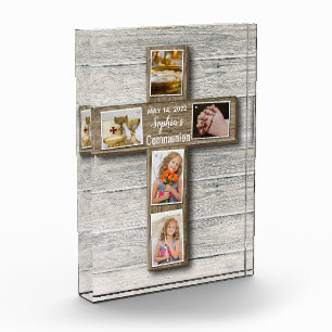 Rustic Wood Cross First Holy Communion Photo
