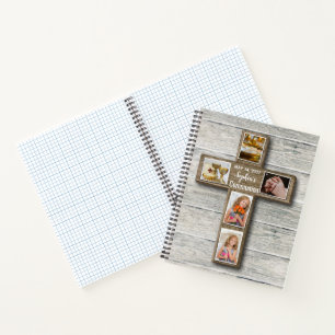 Rustic Wood Cross First Holy Communion Photo Notebook