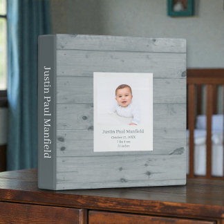 Rustic Wood Custom Baby Photos Binder