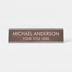 Rustic Wood Custom  Desk Name Plate