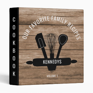 Rustic Wood Custom Family Recipe Cookbook   Binder