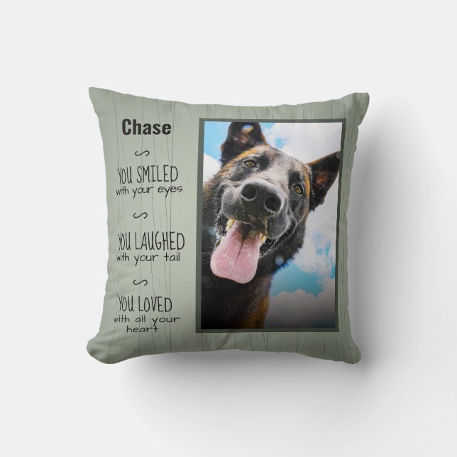 Rustic Wood Custom Pet Memorial Photo  Throw Pillow (Front)