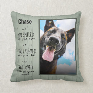 Rustic Wood Custom Pet Memorial Photo  Throw Pillow
