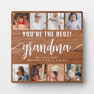Rustic Wood Custom Photo You're the Best Grandma Plaque