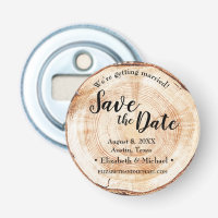 Rustic Wood Cut Disc Wedding Save the Date