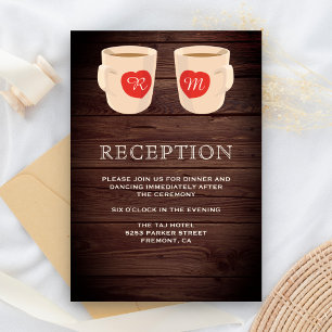 Rustic Wood Cute Coffee Mugs Reception Enclosure Card