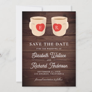 Rustic Wood Cute Coffee Mugs Wedding Save The Date