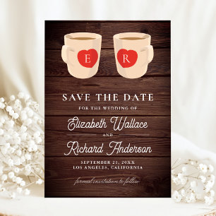 Rustic Wood Cute Coffee Mugs Wedding Save The Date