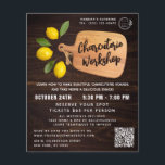 Rustic Wood Cutting Board Citrus Cooking Script Flyer<br><div class="desc">Rustic Wood Cutting Board Citrus Cooking Script Catering Charcuterie Party Business Flyers features a simple yet stylish design with a wooden kitchen cutting chopping board with your company name, event title, logo, custom QR Code and additional event information accented with lemons. Perfect for a wide variety of business marketing from...</div>