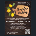 Rustic Wood Cutting Board Citrus Cooking Script Flyer<br><div class="desc">Rustic Wood Cutting Board Citrus Cooking Script Catering Charcuterie Party Business Flyers features a simple yet stylish design with a wooden kitchen cutting chopping board with your company name, event title, logo, custom QR Code and additional event information accented with lemons. Perfect for a wide variety of business marketing from...</div>