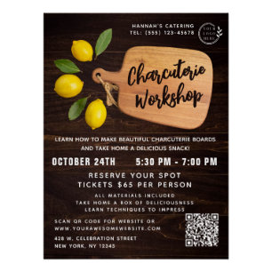 Rustic Wood Cutting Board Citrus Cooking Script  Poster