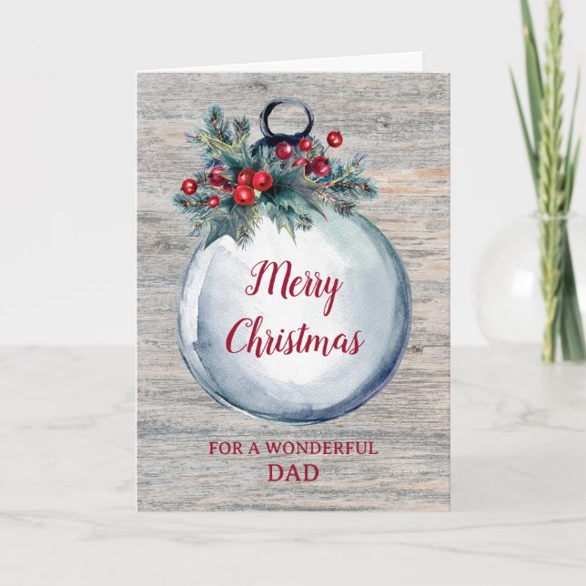 Rustic Wood Dad Merry Christmas Card (Front)