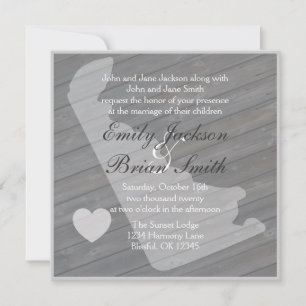 Rustic wood Delaware grey wedding invitations
