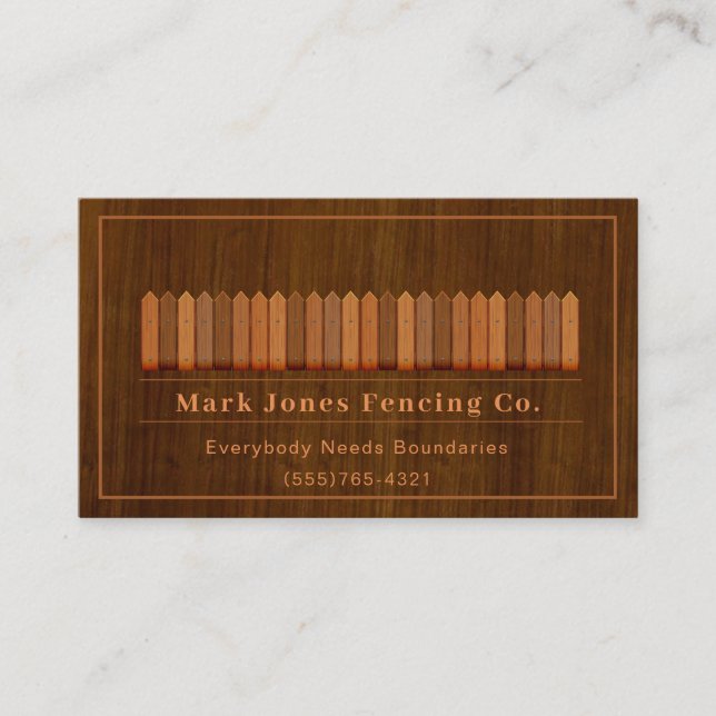 Rustic Wood Design Fencing Company Service Business Card (Front)