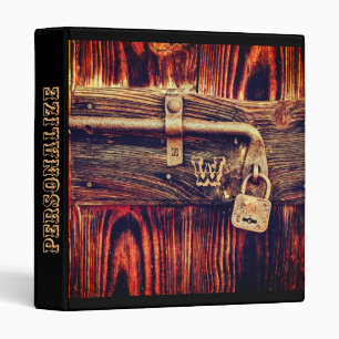 Rustic wood door with antique brass lock 1" binder