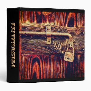 Rustic wood door with antique brass lock binder