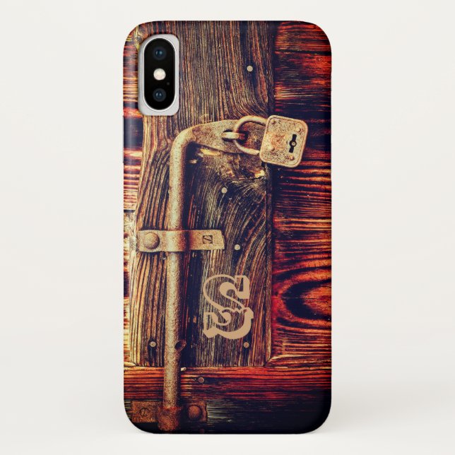Rustic wood door with antique brass lock Case-Mate iPhone case (Back)