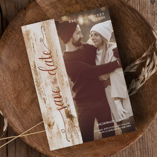 Rustic Wood Effect Wedding Photo Modern Typography