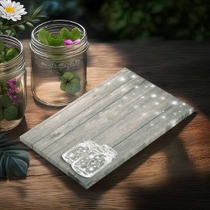 Rustic Wood Elegant Mason Jar Vintage String Light Post-it Notes