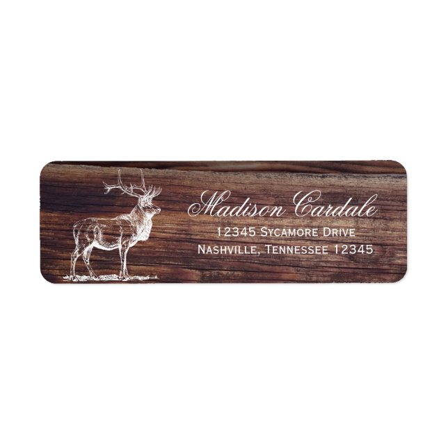 Rustic Wood Elk Étiquettes de adresse de la faune (Devant)
