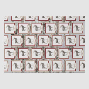 Rustic Wood Elk/ Reindeer Family Monogram tan grey Tissue Paper