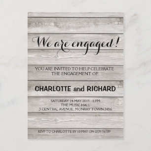 Rustic wood engagement party invitation postcard