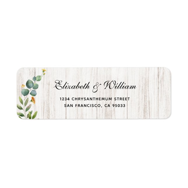 Rustic Wood & Eucalyptus Green Adresse de retour (Devant)
