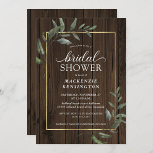 Rustic Wood Eucalyptus Greenery Bridal Shower Invitation