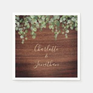 Rustic Wood Eucalyptus Greenery Wedding Napkins