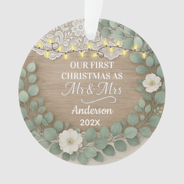 Rustic Wood & Eucalyptus Mr & Mrs Christmas (devant)