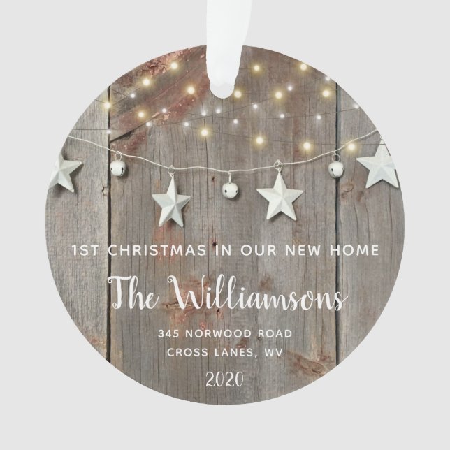 RUSTIC WOOD FAIRLY LIGHTS TIN GARLAND HOUSEWARMING ORNAMENT (Front)