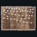 Rustic Wood & Fairy Lights Custom Wedding Gift Throw Blanket<br><div class="desc">Rustic Wood & Fairy Lights Custom Wedding Gift Throw makes the perfect personalized bridal shower gift. Featuring barn wood and mini fairy lights accents along with the couple's names in a classic font, this cotton throw blanket is a newlywed gift must-have. Personalize with names and date by clicking "Customize It"!...</div>