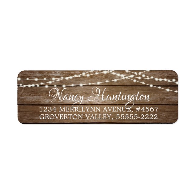 Rustic Wood Fairy String Lights Elegant Script (Front)