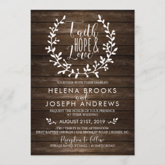Rustic Wood Faith Wedding Invitation