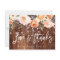 Rustic wood fall flowers wedding thank you card