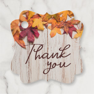 Rustic Wood Fall Leaves Bridal Shower Favour Tags