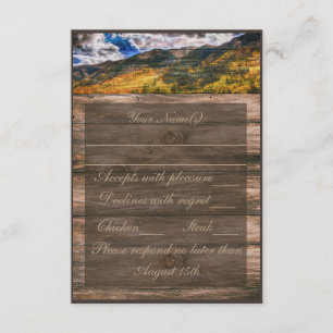 Rustic wood fall trees wedding RSVP cards