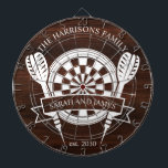 Rustic Wood Family Custom Name Wedding Dartboard<br><div class="desc">The Rustic Wood Family Custom Name Wedding Dart Board offers a charming and personalized addition to your wedding or home decor. Designed with a rustic woodgrain background, this dartboard can be customized with the couple's last name and wedding date, creating a unique keepsake for newlyweds. Ideal as a fun game...</div>