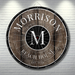 Rustic Wood Family Name  Dartboard