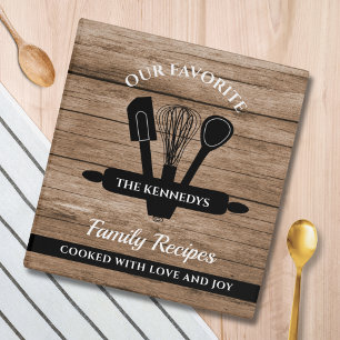 Rustic Wood Family Name Quote Recipe Cookbook Binder
