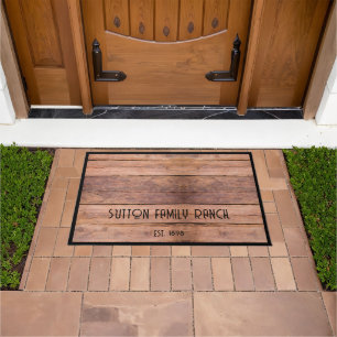 Rustic Wood Family Name Ranch  Doormat