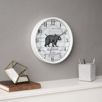 Rustic Wood Family Name Walking Bear