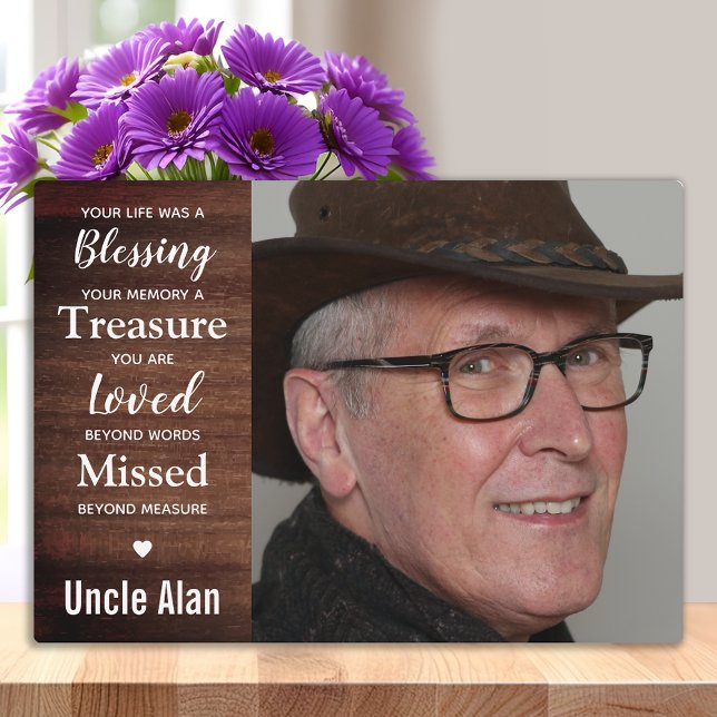 Rustic Wood Family Photo Keepsake Memorial Plaque (Creator Uploaded)