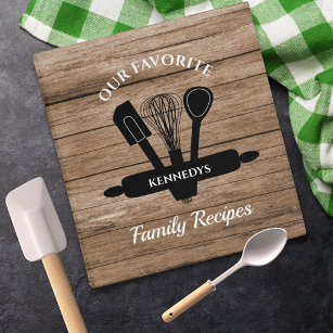 Rustic Wood Family Recipe Personalized Cookbook Binder